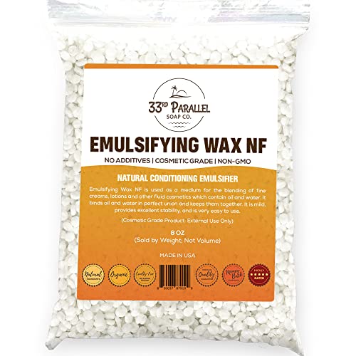Non-GMO Emulsifying Wax NF Pastilles (8 oz) 100% Natural Plant Derived | For Lotions, Creams, Soap Making, Hair Products | Cosmetic Grade | Product of USA | 8 Ounces