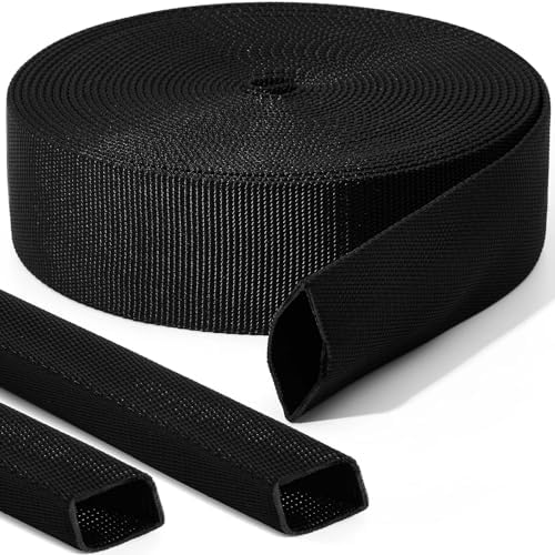 Hanaive 26 FT Nylon Hydraulic Hose Protector Sleeve Black Protective Cover Hose Sheath Hydraulic Wrap Cable Sleeve Torch Cutting Wire Sheath Cover Management Wrap for Cord Tig(1.5 Inch Id)