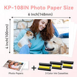 Compatible for Canon Selphy CP1300 CP1500 Ink and Paper for Canon CP1200 CP1000 CP910 CP900 CP810 CP760 CP770 CP780, KP-108IN 3 Color Ink Cartridges and 108 Sheets 4x6 Photo Paper Glossy