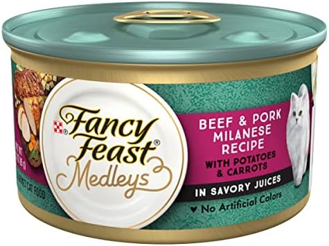 Purina Fancy Feast Medleys Beef & Pork Milanese with Carrots & Potatoes in Savory Juices - (Pack of 24) 3 oz. Cans