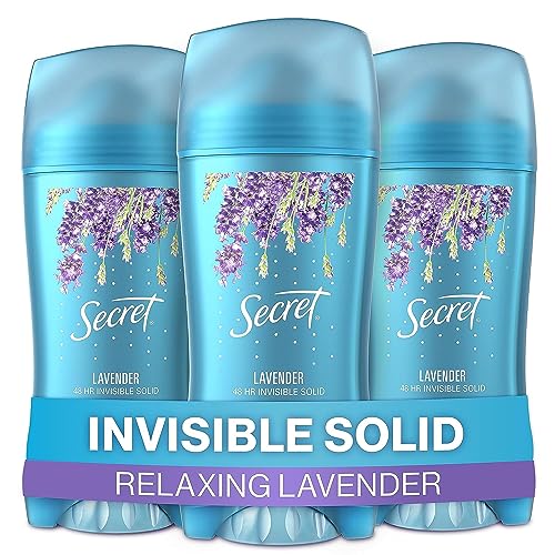 Secret Antiperspirant and Deodorant for Women, Lavender, Invisible Solid, 2.6 oz (Pack of 3)