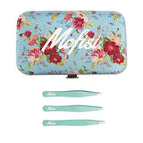 Tweezers Set Eyebrow Tweezers Slanted Pointed Flat Tweezers With Mirror 3 Pairs Leather Case Metal Clasp by Mofisi Ltd.