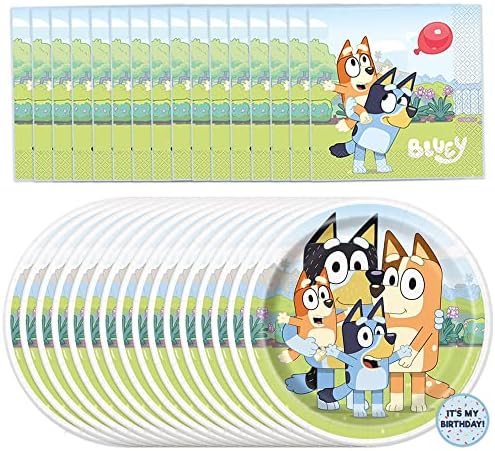 Unique Bluey Birthday Party Supplies | Serves 16 | Bluey Party Supplies | Bluey Birthday Decorations | Bluey Party Decorations | Bluey Plates and Napkins