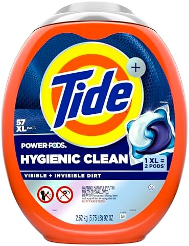Tide Hygienic Clean Power PODS Laundry Detergent Pacs, Original Scent, 57 Count, Removes Visible and Invisible Dirt