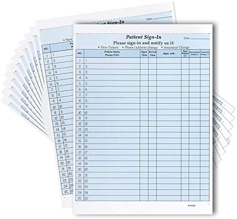 NextDayLabels NCR Carbonless 3 Part Patient Sign in Label Forms, HIPAA Approved and Compliant for Confidentiality in All Medical Offices. (Blue)