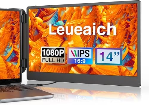 Laptop Screen Extender, FHD 1080P IPS 14" Laptop Monitor Extender, Plug and Play HDMI/Type-C - Compatible with Windows, Mac, Android, Chrome, Xbox, Switch, PS5, Work with 13”-17” Laptops