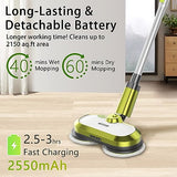 Cordless Electric Mop, Electric Spin Mop with LED Headlight and Water Spray, Up to 60 mins Powerful Floor Cleaner with 300ml Water Tank, Polisher for Hardwood, Tile Floors, Quiet Cleaning & Waxing