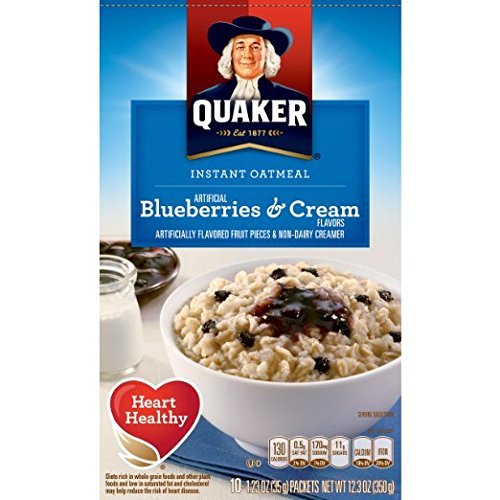 Quaker Instant Oatmeal Breakfast Cereal, Blueberries and Cream, 10.5 Ounce (Pack of 2)