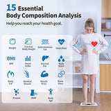 Scales for Body Weight and Fat, Lescale Large Display Weight Scale, High Accurate Body Fat Scale Digital Bluetooth Bathroom Scale for BMI Heart Rate, 15 Body Composition Analyzer Sync, white