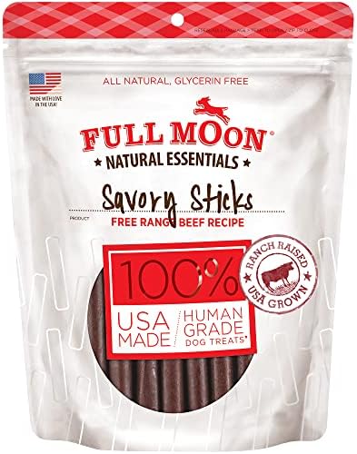 Full Moon All Natural Human Grade Dog Treats, Essential Beef Savory Sticks, 22 Ounce, 1.375 Pound (Pack of 1)