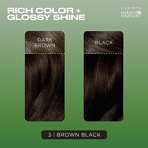 Clairol Natural Instincts Demi-Permanent Hair Dye, 3 Brown Black Hair Color, Pack of 3