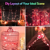 2 Pack Each 33Ft 100LED Battery Operated Fairy Lights with Remote, Waterproof Battery Christmas Twinkle Lights with Timer, String Lights for Bedroom Christmas Decorations (Red)