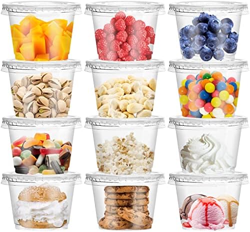 50 Pack 8 OZ Disposable Plastic Cups with Lids,Clear Dessert Cups Plastic Containers with Lids for Drink,Yogurt,Parfaits,Soups,Snacks,Salad,Fruit