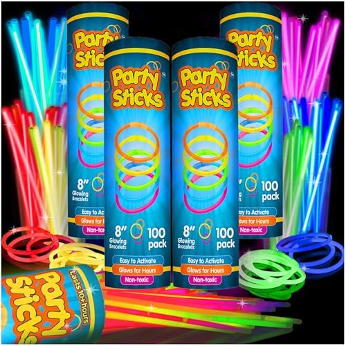 Glow Sticks Bulk Party Favors 400pk - 8” Glow in the Dark Party Supplies, Light Sticks Neon Party Glow Necklaces and Bracelets for Kids or Adults