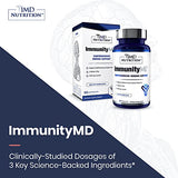 1MD Nutrition ImmunityMD - Immune Health Probiotic | Potent, Doctor-Selected Probiotic Strains with Prebiotic - Promote Overall Immune System Strength, Reduce Everyday Stress | 60 Capsules