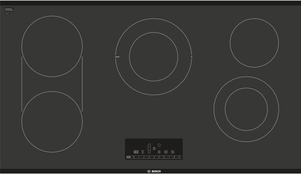 Bosch NET8668UC 36-Inch 800 Series Electric Cooktop with 5 Elements, Smoothtop Style and ADA Compliant, Black