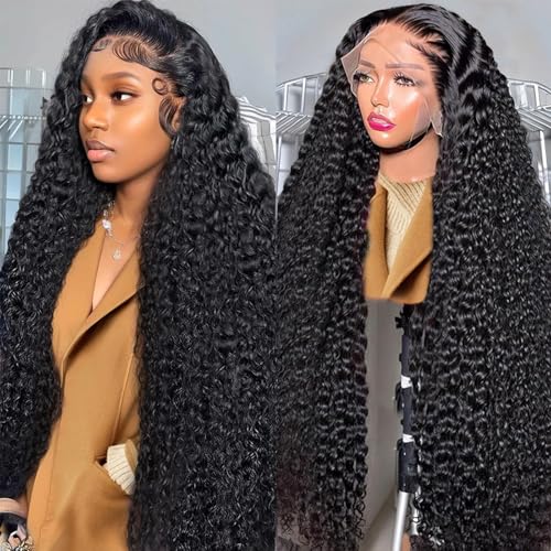 34 Inch Deep Wave Lace Front Wigs Human Hair Wig for Woman 13x4 Hd Deep Curly Lace Front Wig Human Hair Pre Plucked With Baby Hair Deep Wave Lace Frontal Wigs