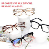 CHOFILORD Progressive Multifocus Reading Glasses for Women Men Blue Light Blocking Spring Hinge Square Computer Readers (4 Pack Mixed B, 2.25, Diopters)