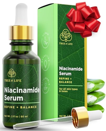 Tree of Life Beauty Niacinamide Vitamin B3 Serum, Hydrating Face Oil for Dark and Age Spots, Tightens Pores, Facial Serums for Sensitive Skin Care with Hyaluronic Acid and Vitamin E, 2 Fl Oz