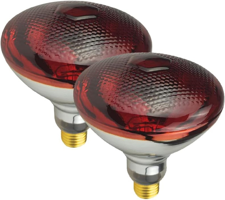 2 Pack Heat Lamp Infrared Bulbs PAR38 Glass Lamp Bulb for Food Service, Brooder Bulb, Chicks, Pet, Bathroom, Light Therapy Use E26 Base, Flood Light Heat Lamp Bulb. (Red, 250W)