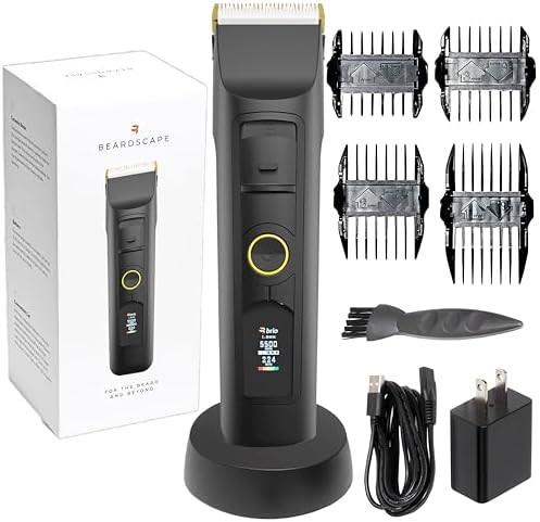 Brio Beardscape V2 Beard Trimmer for Men Professional with Low Friction Ceramic Blade, Cordless Professional Hair Trimmer for Barbers with 4 Hrs of Long Battery Timing, Ideal for Beard & Body (Black)