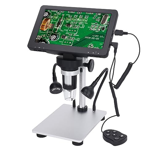 1080P Digital Jewelry Microscope - 7 Inch FHD LCD Display, 2000x Magnification Zoom, Soldering Microscope for Biological Observation and Watch Repair, 12MP Camera, LED Lights
