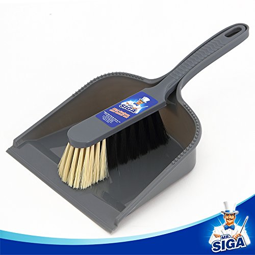 MR. SIGA Dustpan and Brush Set, Pack of 2 Set, Blue & Grey