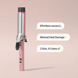 VODANA Professional GlamWave Ceramic Curling Iron, Long-Lasting Natural Curls, Instant Heat, Hair Curler, Curling Wand, Available in USA (1.4 inch, Pink)