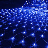 WATERGLIDE Outdoor Christmas Net Lights, 12FT x 5FT 360 LED Mesh String Light with 8 Lighting Modes, Connectable Waterproof Lights for Garden Tree Bushes, Holiday Wedding Party Decorations, Blue