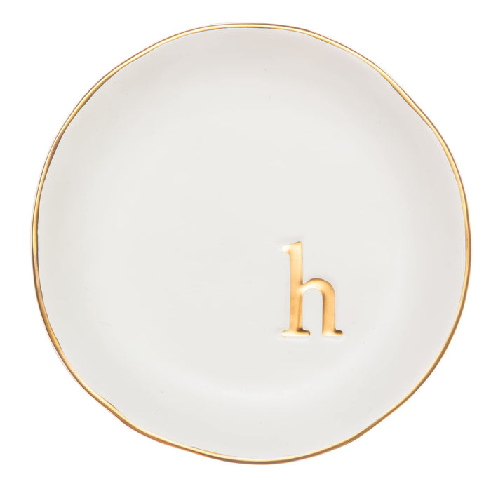 COLLECTIVE HOME - Ceramic Jewelry Tray, Decorative Trinket Dish for Rings Earrings Necklaces Bracelet Watch Keys, Birthday Mother's Day for Women, 4.75", White Surface (H)