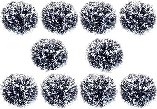 5 Packs Lavalier Microphone Wind Screen Furry Muffs Diameter 1cm Fits Most Lapel Clip Lav. Mini Lapel Microphone Dead Cat Windscreens (10pcs deadcates)