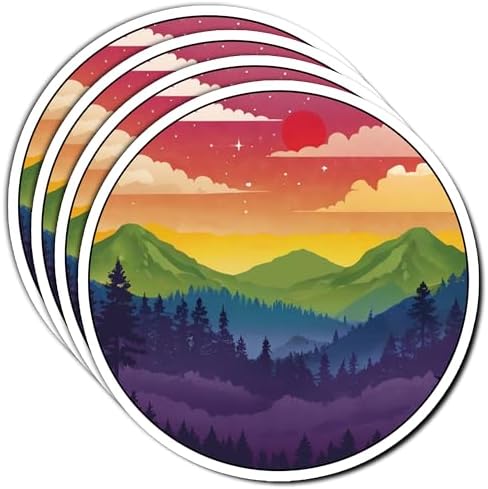 Pack 4PCS Subtle LGBTQ+ Stickers Flag LGBT Pride Mountain Trans Sunset Waterproof Vinyl Decals Decor Laptop Water Bottle Hard Hat Kindle Cars Window Bumper Helmet Tumbler Gifts