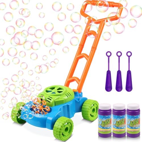 Lydaz Bubble Lawn Mower for Toddlers 1-3, Kids Bubble Blower Maker Machine, Summer Outdoor Push Yard Garden Toys, Valentines Day Birthday Gifts Toys for Preschool Baby Boys Girls Age 1 2 3+ Year Old