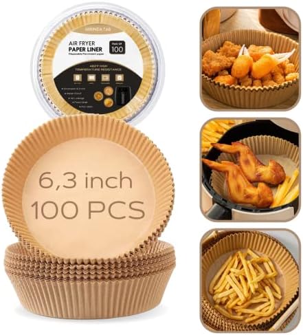 Air fryer filters, Ninja foodi accessories, Round Liners for Baking Roasting Microwave, Compatible with Corsori, Ninja, Cuisinart Air Fryer and More (100Pcs-6.3 inch)