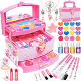 Toys for Girls,Kids-Makeup-Kit for-Girl-Toys for 3 4 5 6 7 8 9 10 11 12 Year Old Girls,Washable Princess-Dresses-for-Girls Pretend Makeup Set for Toddlers,Christmas-Birthday-Gifts-Ideas-Toys Age 4 6 8