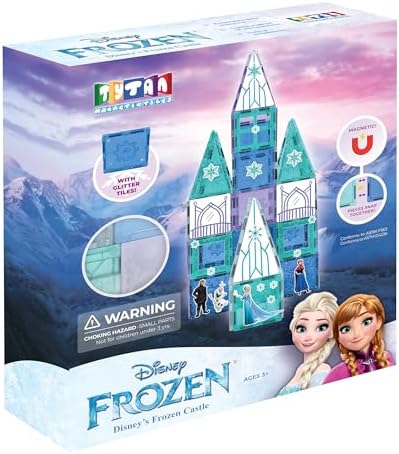 Tytan Official Disney Licensed Frozen Magnetic Tile Castle - 68 PC STEM & STEAM Building Set with Carry Bag, Learning Workbook & Reusable Frozen Stickers - Educational Toy for Kids Ages 3+ from Toys