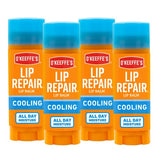 O'Keeffe's Cooling Relief Lip Repair Lip Balm for Dry, Cracked Lips, Stick, (Pack of 4)