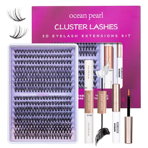 DIY Lash Extension Kit 320 Pcs Lash Clusters Kit Individual Lashes Natural 10-16mm C/D Curl with Bond Seal Tweezers Lash Glue Remover False Eyelashes for Beginner Eyelash Extensions at Home (30D+40D)
