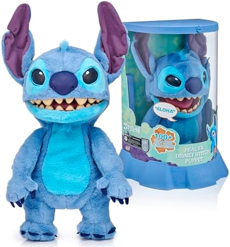 WOW! Stuff: RealFX Disney Stitch Plush from Lilo & Stitch- 18" Animatronic Plush, 100+ Action & Sound Combinations, Looks-Feels-Sounds Realistic! Stuffed Animal Plush, Ages 6+