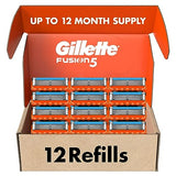 Gillette Fusion5 Mens Razor Blade Refills, 12 Count, Lubrastrip for a More Comfortable Shave