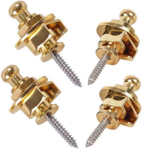 Wolfride 4PCS Guitar Strap Lock Buttons Gold Metal Security Quick Release Guitar Strap Locks