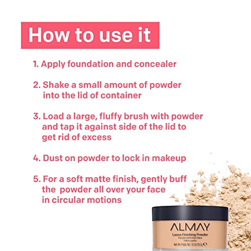 Almay Setting Powder, Face Makeup, Matte Loose Powder, Hypoallergenic, Cruelty Free, 200 Light Medium, 1 Oz