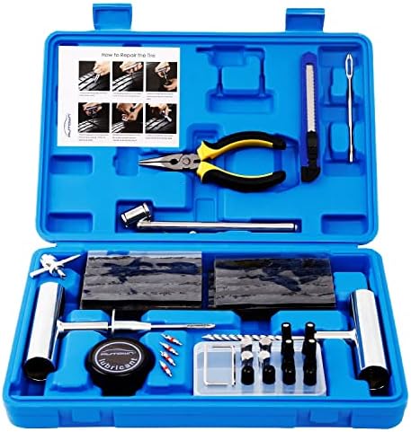 Tire Repair Kit - 68pcs Heavy Duty Tire Plug Kit, Universal Tire Repair Tools to Fix Punctures and Plug Flats Patch Kit for car Motorcycle, Truck, ARB，ATV, Tractor, RV, SUV, Trailer
