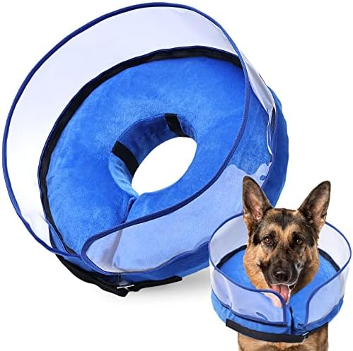 BARKLESS Dog Cone, Inflatable Dog Cone After Surgery for Small Medium Large Breeds, Soft Surgery Collar with Enhanced Anti-Licking Guard Shield for Pets, Protective Donut Collar