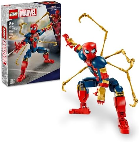 LEGO Marvel Iron Spider-Man Construction Figure, Super Hero Marvel Toy for Kids, Posable Spider-Man Action Figure with Armor, Buildable Toy Model, Gift for Boys and Girls Ages 8 and Up, 76298