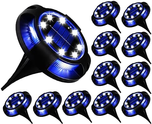 K.E.J. Solar Ground Lights Disk Lights Outdoor Powered Waterproof In-Ground Lights,Solar Landscape Lighting Easter Decoration for Garden Lawn Patio Pathway Yard Deck Walkway Driveway