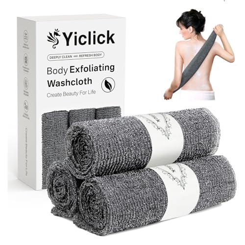 Yiclick Exfoliating African Net Sponge - Exfoliating Body Scrubber Exfoliator, Exfoliating Washcloth Towel, Exfoliate Rags Wash Cloth Loofah Sponge for Body Scrub, Back Scrubber (Black)