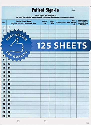 Tabbies Patient Sign-in Peel Off Label Forms, 8-1/2" x 11", HIPAA Compliant, Confidential Patients Sign in Sheet, Provide Daily Patient Logs, Blue (750 Sheets - Pack of 6)