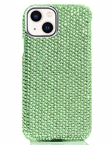 Bling Rhinestone for iPhone 14 Case - Over 1400 High Quality Hand Glued Sparkle Diamond Case Compatible with iPhone 14 for women girls-Peridot