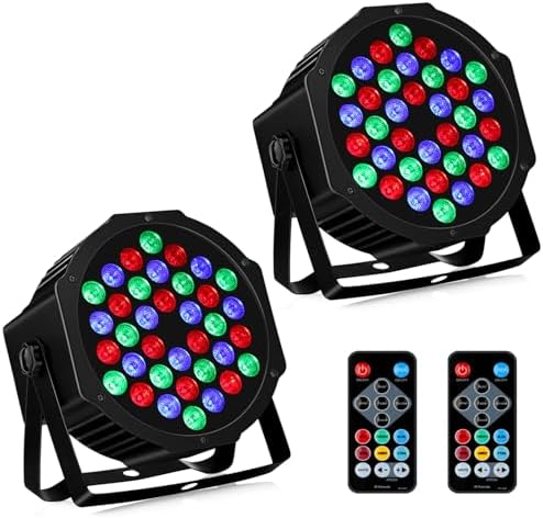 36LEDs RGB Stage Lights 2Pack - 36W Par Lights Sound Activated Remote & DMX Control by Corded Electric Uplights for Events Church Wedding Club Band Music Dance Show DJ Party Lighting